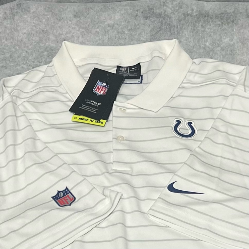 Nike NWT Indianapolis Colts NFL On Field DRI-FIT Polo Size 2XL White Stripes